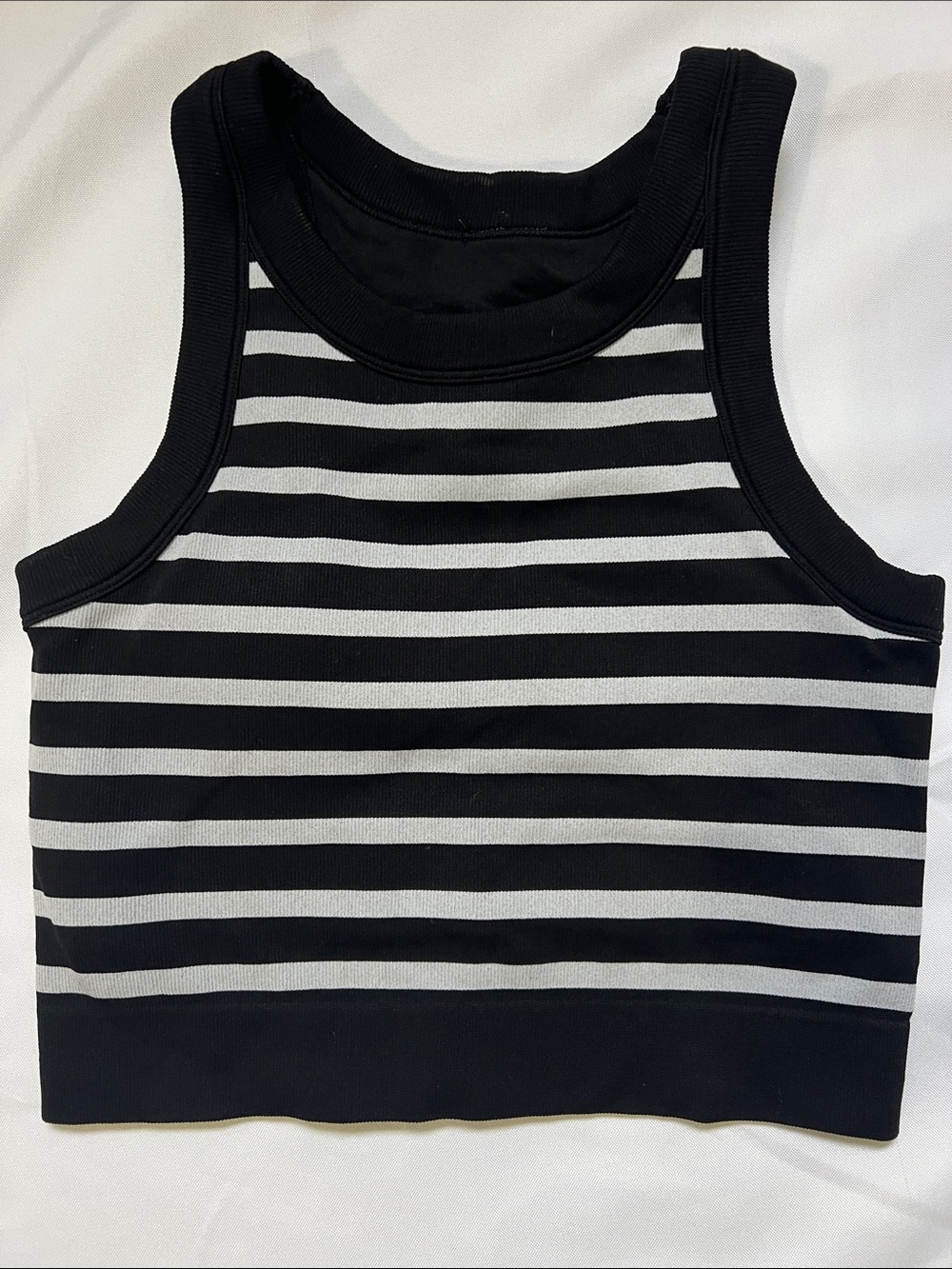 ZYIA Active Black White Striped Crop Top Sports Bra NWOT Athletic